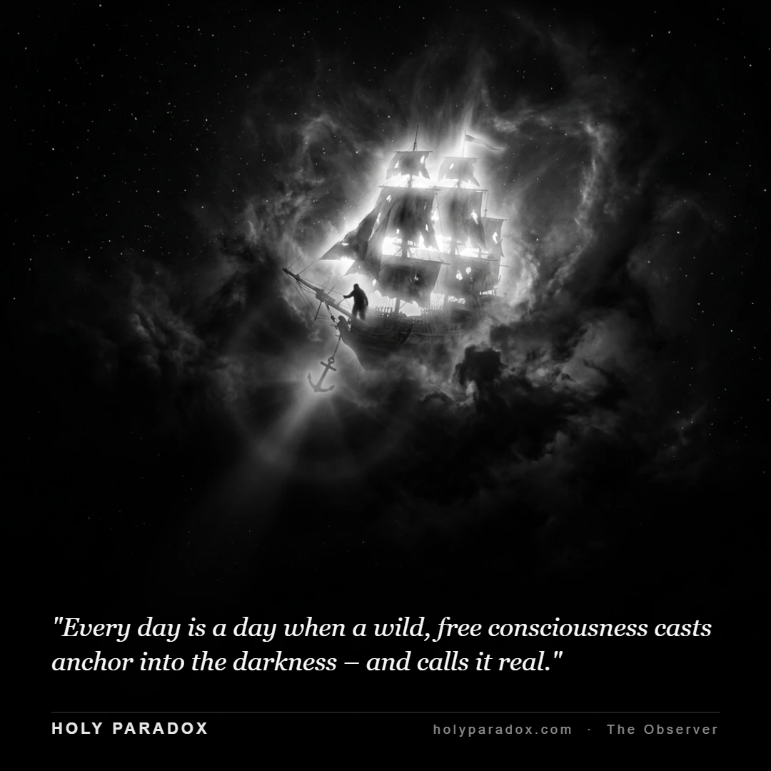 Every day is a day when a wild, free consciousness casts anchor into the darkness – and calls it real.